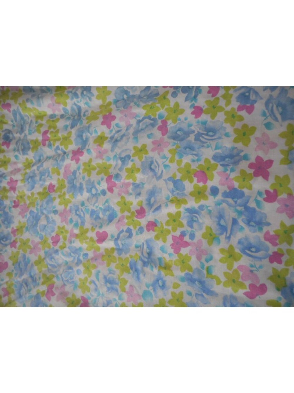 1970s Cannon Full Flat Sheet or cutter 50/50 cotton/poly Floral pink blue green